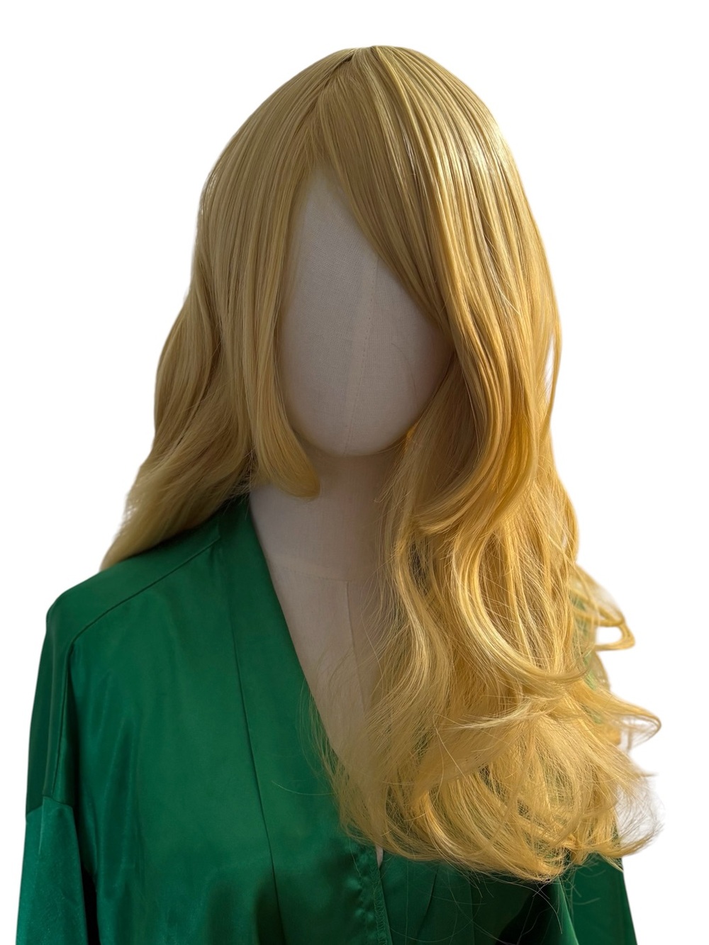 Cosplay Long Wavy Gold/Blonde Wig with Side Swept Fringe